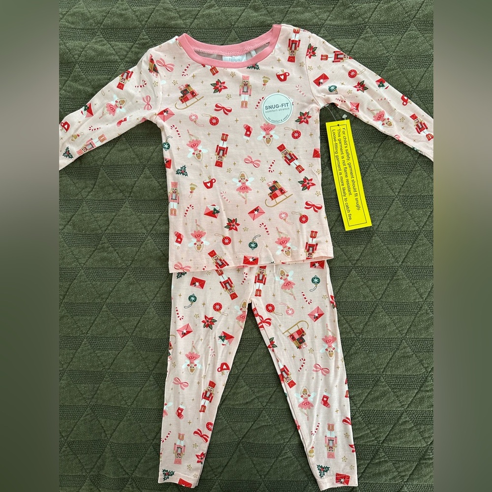 Bamboo Christmas Pink Nutcracker Pajama Set 18m